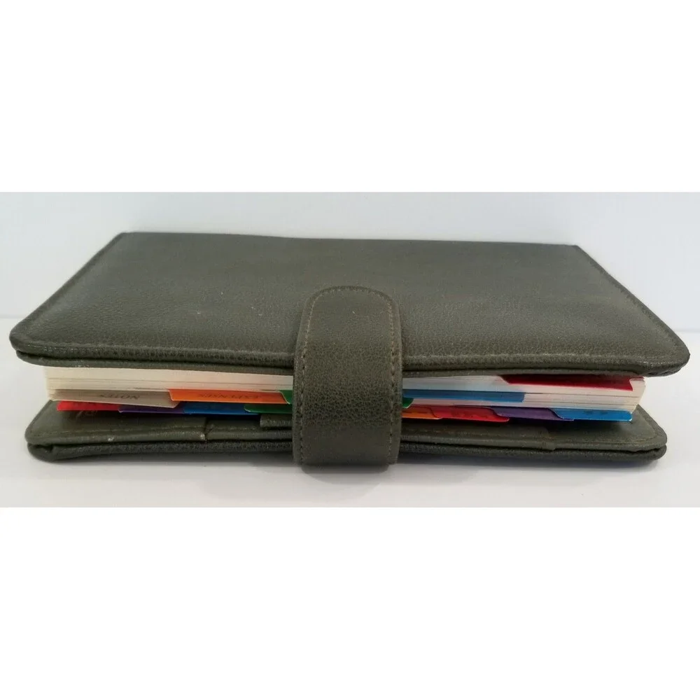 Mundex Dark Green Leather Planner Journal Snap Closure Vintage Unused Like New